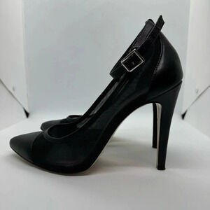 BCBG generation Cynthia black leather mesh pump